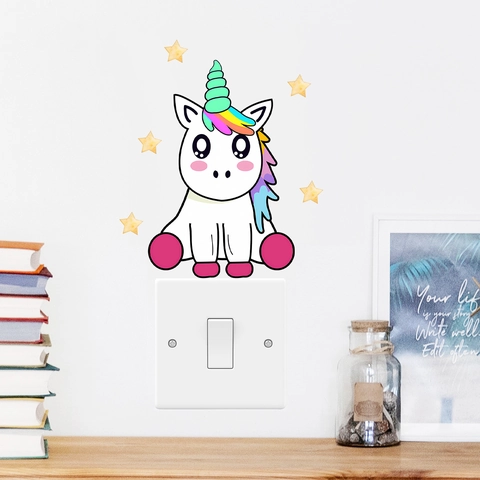 Adesivo da Parete Luminoso Unicorno Stella Al Buio Cartone Animato Adesivo Interruttore Per Camera Bambini Letto Casa