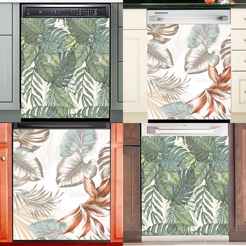 Pegatinas de Pared de Hojas de Monstera Tropicales Impermeables de PVC Calcomanías de Hojas de Palma para Cocina Lavavajillas