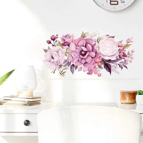 Aquarell Lila Rosa Pfingstrose Blume Wandsticker Abnehmbare PVC Floral Wandtattoo Für Schlafzimmer Wohnzimmer Wohnkultur