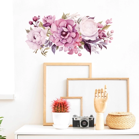 Aquarell Lila Rosa Pfingstrose Blume Wandsticker Abnehmbare PVC Floral Wandtattoo Für Schlafzimmer Wohnzimmer Wohnkultur