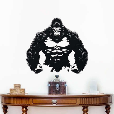 Adesivo da Parete Creativo Gorilla Nero in PVC Autoadesivo Rimovibile per Soggiorno Camera da Letto Decorazione Murale Artistica