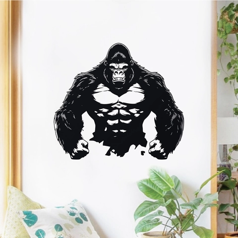 Adesivo da Parete Creativo Gorilla Nero in PVC Autoadesivo Rimovibile per Soggiorno Camera da Letto Decorazione Murale Artistica
