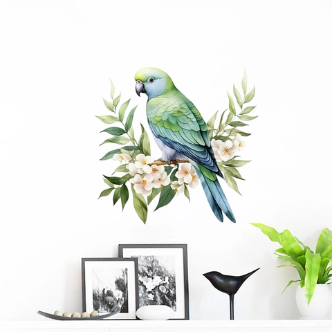 Aquarell Papagei Blume Zweige Wandaufkleber Abnehmbare PVC Dekorative Aufkleber Für Wohnzimmer Schlafzimmer Home Dekoration