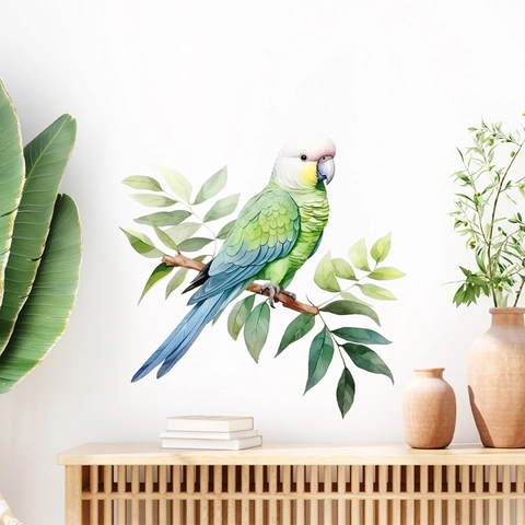 Aquarell Papagei Baumzweig Wandaufkleber PVC Wasserdicht Kunst Aufkleber Für Kinderzimmer Schlafzimmer Wohnzimmer Heimdeko