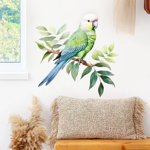Aquarell Papagei Baumzweig Wandaufkleber PVC Wasserdicht Kunst Aufkleber Für Kinderzimmer Schlafzimmer Wohnzimmer Heimdeko