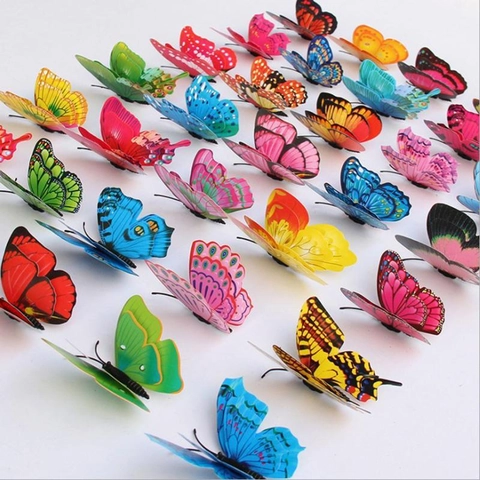3D Butterfly Wall Stickers Acrylic Double Layer Decorative Decals For Bedroom Living Room Home Decor DIY Art Ornaments