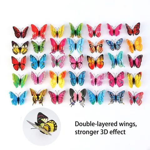 3D Butterfly Wall Stickers Acrylic Double Layer Decorative Decals For Bedroom Living Room Home Decor DIY Art Ornaments