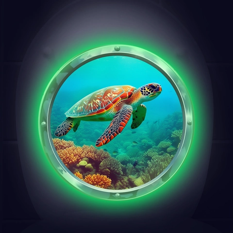 Leuchtender Meeresschildkröte 3D Unterwasserwelt Toilettenaufkleber PVC Ozean Korallenriff Bullauge Glow In Dark Bad Dekor
