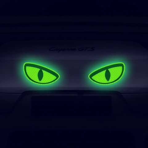 Luminous Green Cat Eyes Car Decals Reflective Honeycomb Pattern Monster Eye Stickers Waterproof Vinyl Auto Exterior Wall Decor