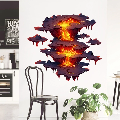 Adesivo Murale 3D Lava Magma Isola Galleggiante PVC Removibile Autoadesivo Per Soggiorno Soffitto Stanza Del Computer