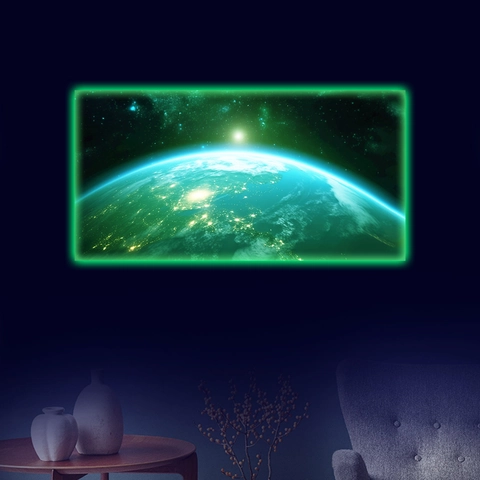 Sticker Mural Terre Brille Dans Le Noir Fluorescent Espace Galaxie Décalcomanie de Plafond Pour Chambre Salon Décor PVC Mural