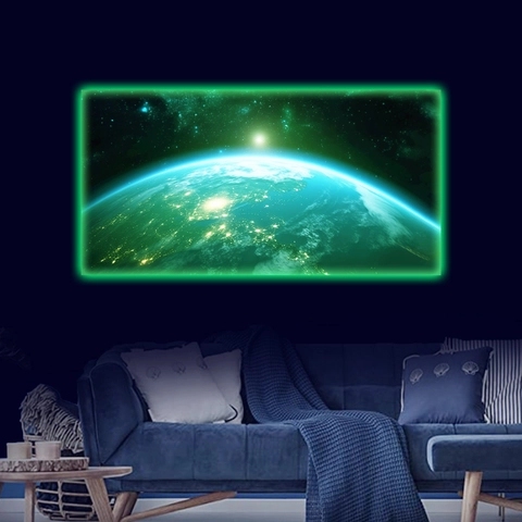 Sticker Mural Terre Brille Dans Le Noir Fluorescent Espace Galaxie Décalcomanie de Plafond Pour Chambre Salon Décor PVC Mural