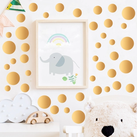 Adesivi Murali a Pois Oro Metallizzato Rimovibili in PVC Adesivi Murali Circolari per Cameretta Bambini Camera da Letto Soggiorno