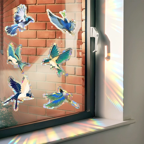 Regenboog Suncatcher Vogel Venstersticker Statische PVC Anti-botsing Vensterfolie Voor Huis Slaapkamer Glas Decor Modern