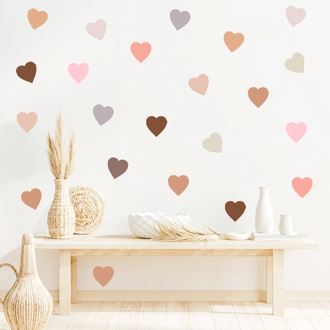 Moderne Mehrfarbige Herz Wandtattoo Abnehmbare PVC Aufkleber Für Kinderzimmer Schlafzimmer Dekor DIY Nordic Herz Muster Wandkunst