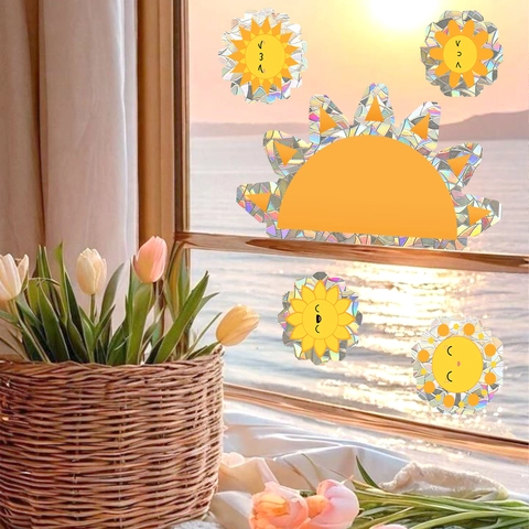 Niedliche Sonne Fensteraufkleber Regenbogenmacher Statisch Haftend Sonnenfänger Prisma Glas Dekoration Modern Minimalistische Wohnkultur