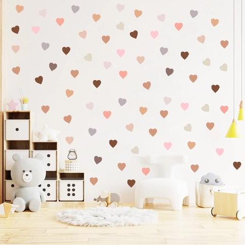 Moderne Mehrfarbige Herz Wandtattoo Abnehmbare PVC Aufkleber Für Kinderzimmer Schlafzimmer Dekor DIY Nordic Herz Muster Wandkunst