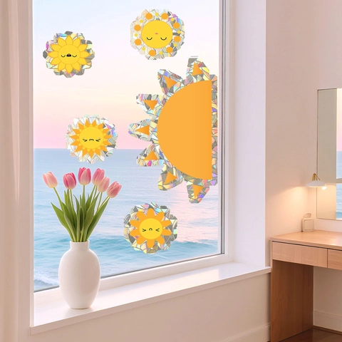 Niedliche Sonne Fensteraufkleber Regenbogenmacher Statisch Haftend Sonnenfänger Prisma Glas Dekoration Modern Minimalistische Wohnkultur
