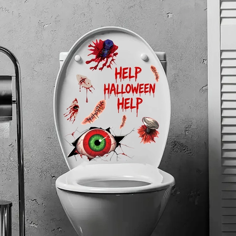 Halloween Toilet Sticker Scary Bloody Eye Wound Wall Decal Waterproof PVC Horror Bathroom Decoration Party Decoration
