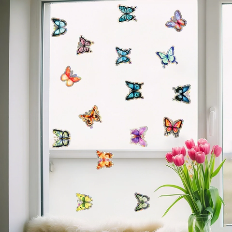 Regenbogen Prisma Schmetterling Fensterbilder Holografische Statische Aufkleber Für Heim Glasdekoration Antikollision Vogel Aufkleber