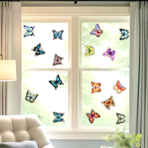 Regenbogen Prisma Schmetterling Fensterbilder Holografische Statische Aufkleber Für Heim Glasdekoration Antikollision Vogel Aufkleber