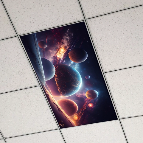 Adesivo da Parete Pianeti Universo Cielo Stellato Impermeabile PVC Decorazione Soffitto per Casa Camera Letto Soggiorno Ufficio