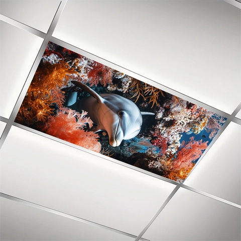 3D Ozean Delfin Korallenriff Wandaufkleber PVC Wasserdicht Unterwasserblick Abnehmbares Wandtattoo Für Wohnzimmer Büro Dekor