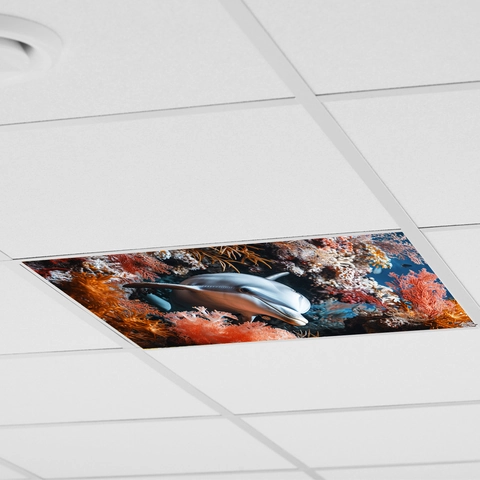 3D Ozean Delfin Korallenriff Wandaufkleber PVC Wasserdicht Unterwasserblick Abnehmbares Wandtattoo Für Wohnzimmer Büro Dekor