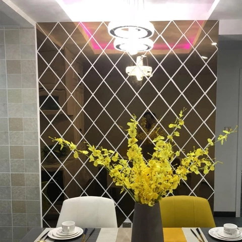 Adesivo da Parete a Specchio in Acrilico a Rombi Moderno Specchio Geometrico DIY Per Soggiorno Camera da Letto Decorazione Casa