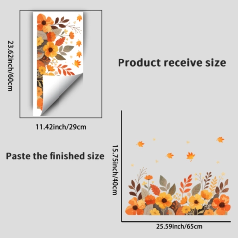 Pegatinas de Ventana de Flores de Otoño Atracción Estática Impermeable PVC Sin Pegamento Hoja de Arce Girasol Para Hogar
