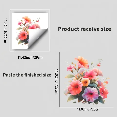 Kleurrijke Bloem Statische Raamfolie Aquarel Petunia Bloem Glassticker Verwijderbaar Dubbelzijdig Zichtbaar PVC Raamsticker Voor Home Decor