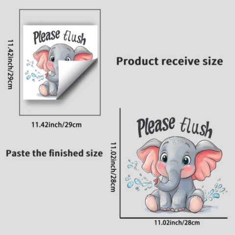 Autocollant de Toilette Lumineux Éléphant Dessin Animé Please Flush PVC Amovible Glow In The Dark Décoration Salle de Bain