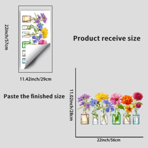 6Pcs Hydroponic Glass Vase Floral Window Stickers Static Cling PVC Waterproof Removable Decorative Decals For Home Windows