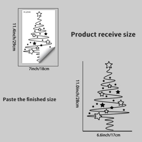 Minimalist Black Spiral Line Christmas Tree Wall Sticker With Stars PVC Removable Xmas Decor For Living Room Bedroom