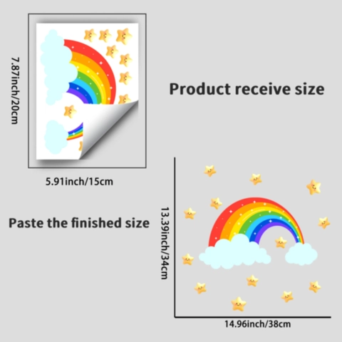 Adesivi Murali Luminosi Arcobaleno Stelle Glow In The Dark PVC Fluorescente Decalcomanie Per Cameretta Bambini Casa