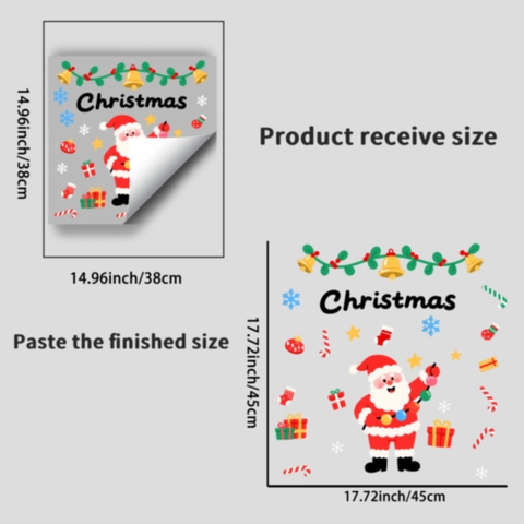 Kerstmis Vensterstickers Statische Hechting Kerstman Sneeuwvlokken Bellen Herbruikbaar PVC Glas Stickers Voor Feestelijke Huis Decoratie