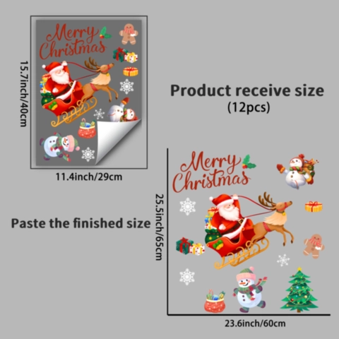 Weihnachten Fensteraufkleber PVC Statische Adsorption Weihnachtsmann Schneemann Schlitten Rentier Aufkleber Für Haus Glas