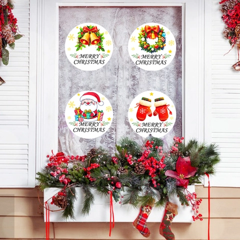 Christmas Cartoon Santa Claus Reindeer Snowman Window Static Cling PVC Stickers For Glass Door Holiday Home Shop Wall Decor