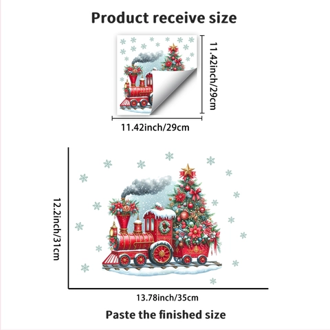 Christmas Train Wall Stickers PVC Snowflakes Window Decals For Living Room Bedroom Holiday Atmosphere Decoration Red Vintage Train