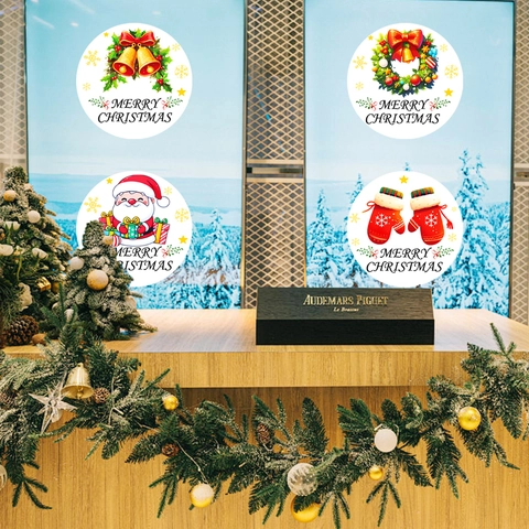 Christmas Cartoon Santa Claus Reindeer Snowman Window Static Cling PVC Stickers For Glass Door Holiday Home Shop Wall Decor