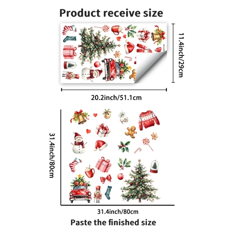 Pegatinas Estáticas para Ventana de Navidad Acuarela Árbol de Navidad Muñeco de Nieve Cascanueces PVC Decoración Hogar