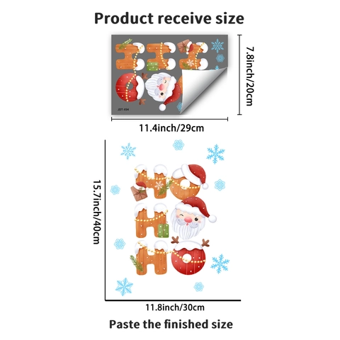 Weihnachten Fenster Statikaufkleber Ho Ho Ho Weihnachtsmann Schneeflocken PVC Aufkleber Für Feiertag Haus Party Glasdeko
