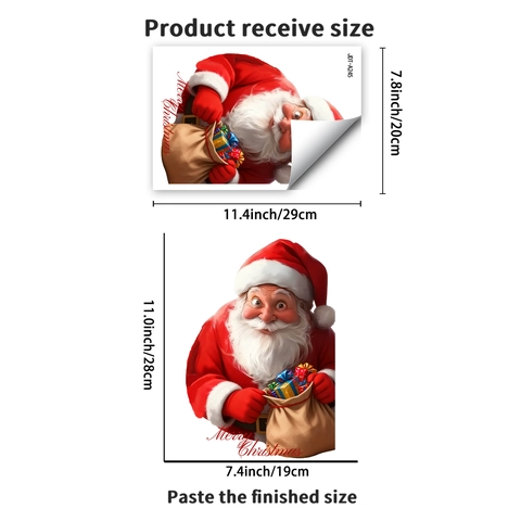 Adhesivos de Ventana de Papá Noel de Navidad Merry Christmas Pegatinas de Cristal Para Decoración de Casa Tienda Adsorción Estática PVC