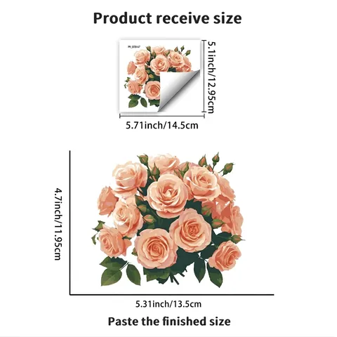 Adesivo da Parete Autoadesivo Floreale Rosa Romantica PVC Impermeabile Adesivo Interruttore Luce per Soggiorno Camera da Letto