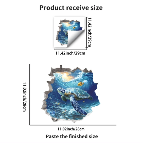 Adesivo da Parete 3D Tartaruga Marina Oceano Parete Rotta Impermeabile PVC Decalcomania per Bagno Soggiorno Camera Decorazione