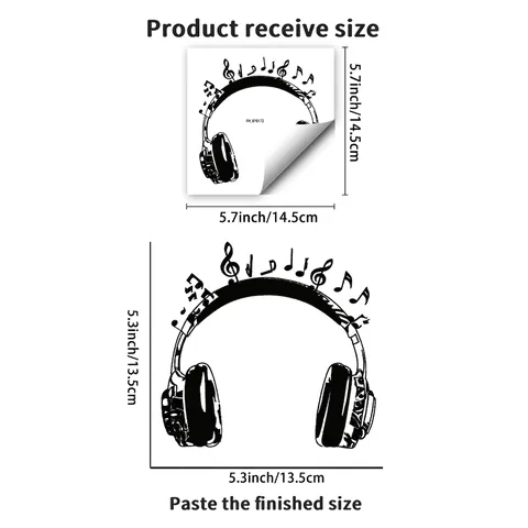 Adesivo da Parete Creativo con Cuffie e Note Musicali Decalcomania in PVC Impermeabile per Interruttore Luce per Soggiorno