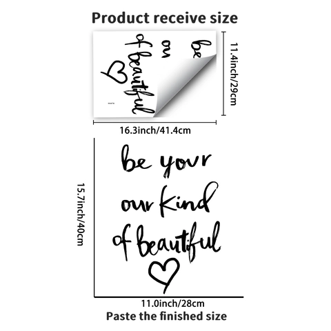 Motivationszitat Be Your Own Kind Of Beautiful Wandtattoo Schwarz Handgezeichnetes Herz PVC DIY Home Dekor Wandaufkleber