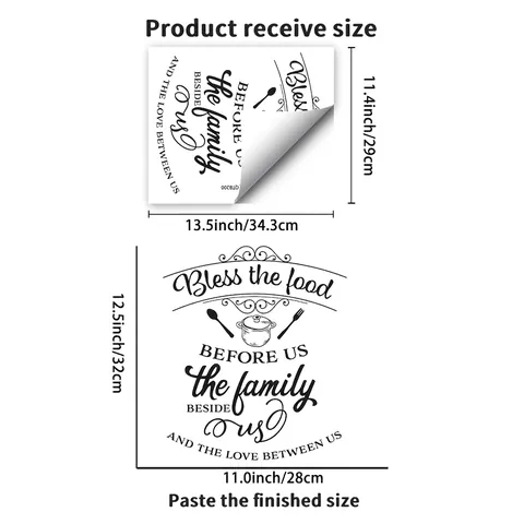 Bless The Food Family Kitchen Wall Sticker Removable PVC Quote Lettering Wall Decal For Dining Room Modern Home Art Decor