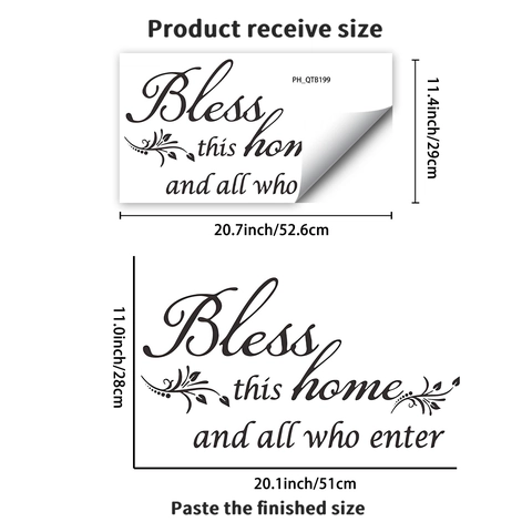 Bless This Home And All Who Enter Sticker Mural PVC Vinyle Calligraphie Décoration Pour Salon Chambre Décor Maison Imprimé