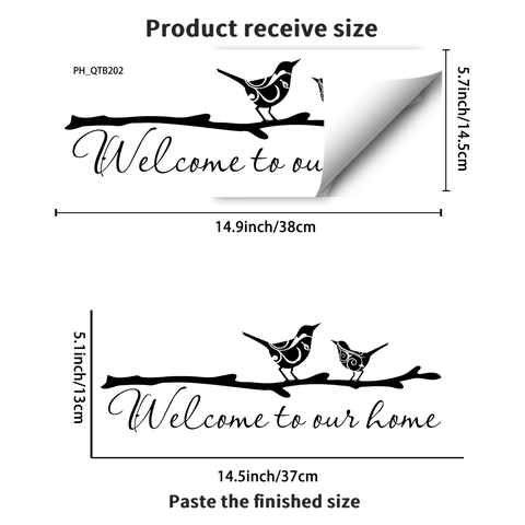 Welcome To Our Home Bird Silhouette Wall Decal Black PVC Quote Branch Sticker For Living Room Bedroom Entryway Home Decor